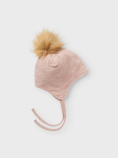 Mössa Merinoull/Bomull Wuppo Enfärgad Rosa