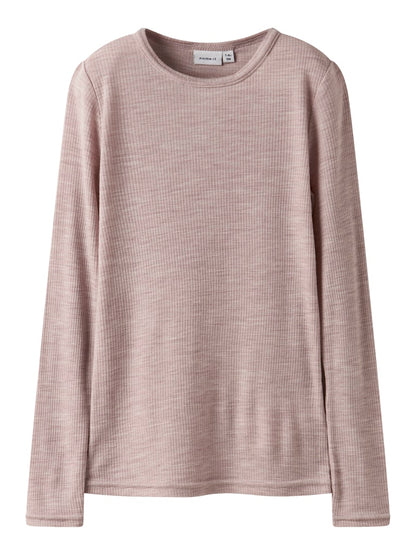 Topp Merinoull Wax K Ribbad Enfärgad Rosa