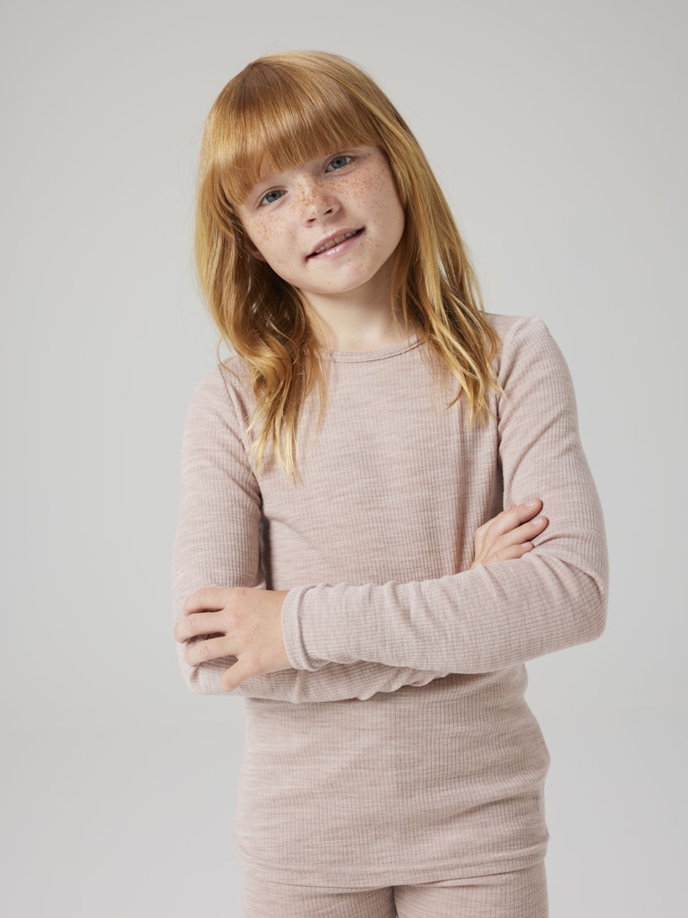 Topp Merinoull Wax K Ribbad Enfärgad Rosa