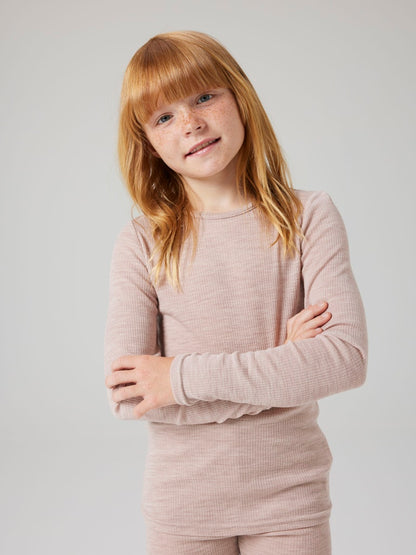 Topp Merinoull Wax K Ribbad Enfärgad Rosa