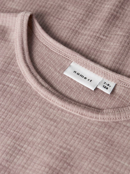 Topp Merinoull Wax K Ribbad Enfärgad Rosa