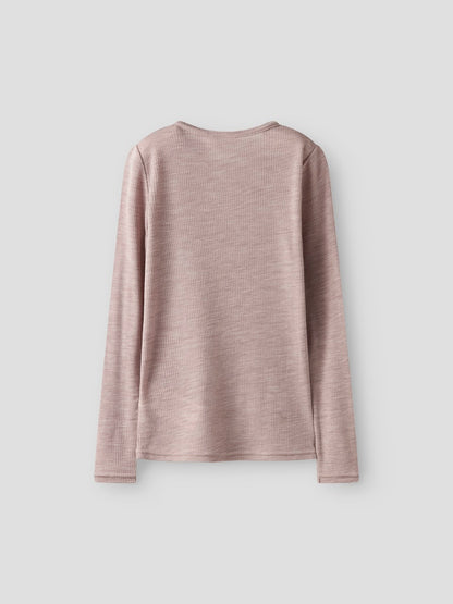 Topp Merinoull Wax K Ribbad Enfärgad Rosa