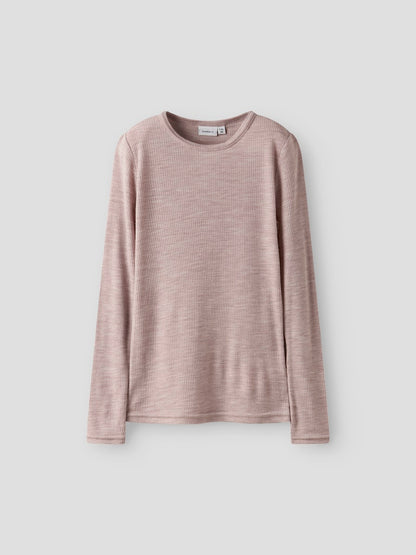 Topp Merinoull Wax K Ribbad Enfärgad Rosa