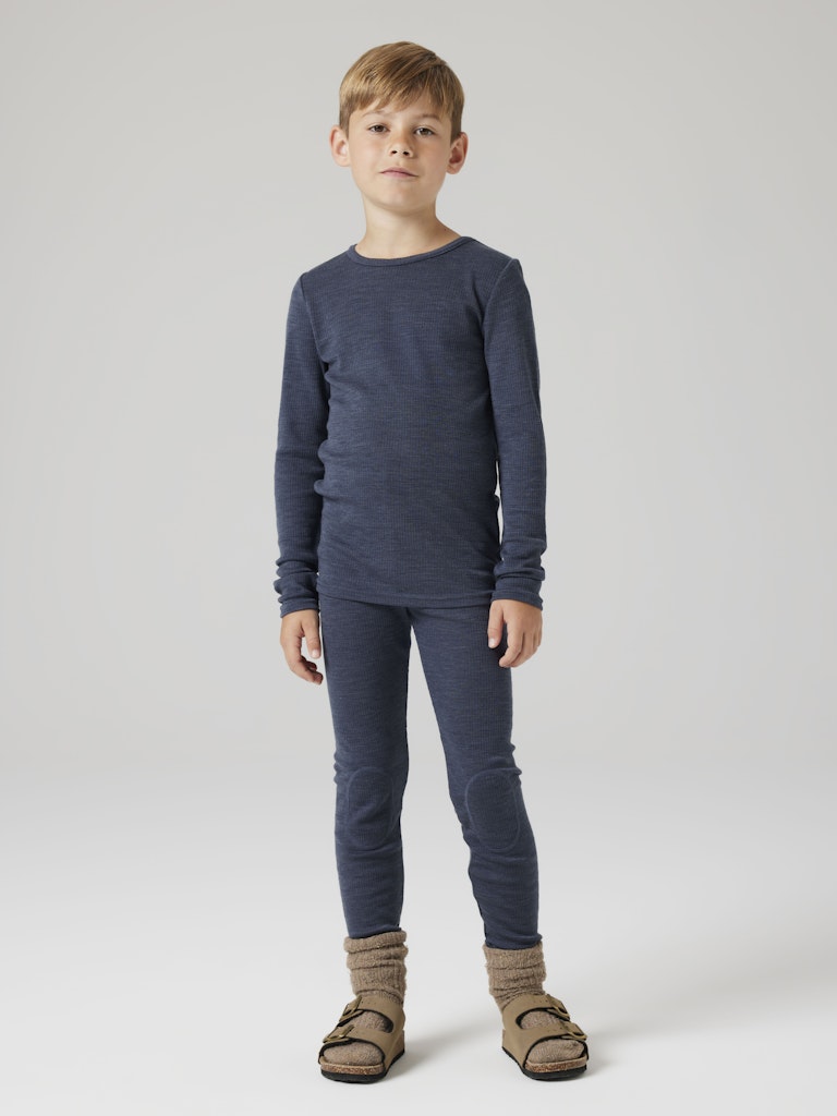 Topp Merinoull Wax K Ribbad Enfärgad Blå