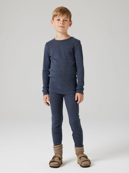 Topp Merinoull Wax K Ribbad Enfärgad Blå