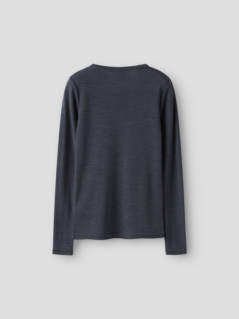 Topp Merinoull Wax K Ribbad Enfärgad Blå