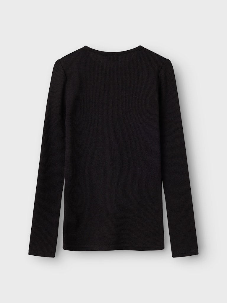 Topp Merinoull Wax K Ribbad Enfärgad Svart