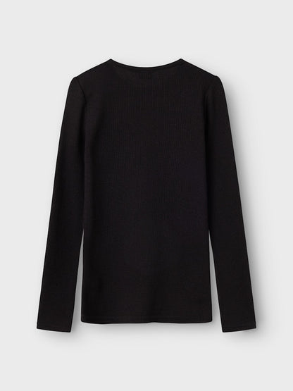 Topp Merinoull Wax K Ribbad Enfärgad Svart