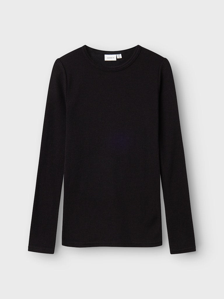 Topp Merinoull Wax K Ribbad Enfärgad Svart