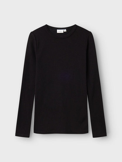 Topp Merinoull Wax K Ribbad Enfärgad Svart