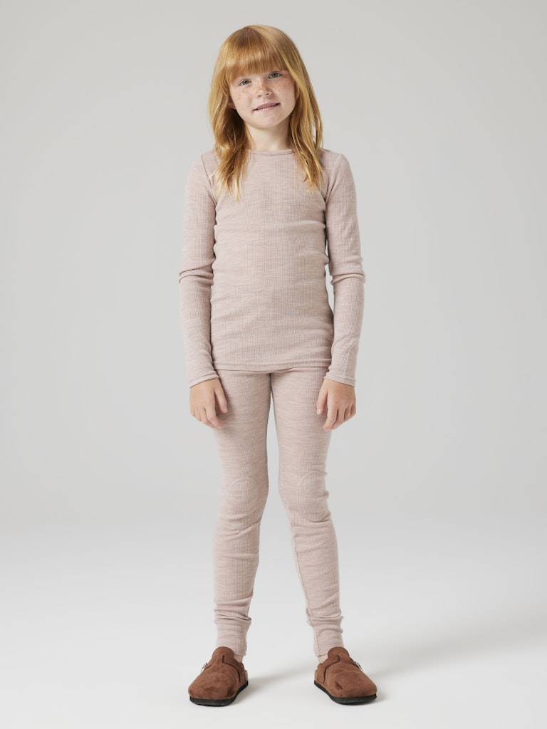 Leggings Merinoull Wax K Ribbad Enfärgad Rosa