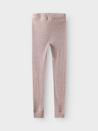 Leggings Merinoull Wax K Ribbad Enfärgad Rosa