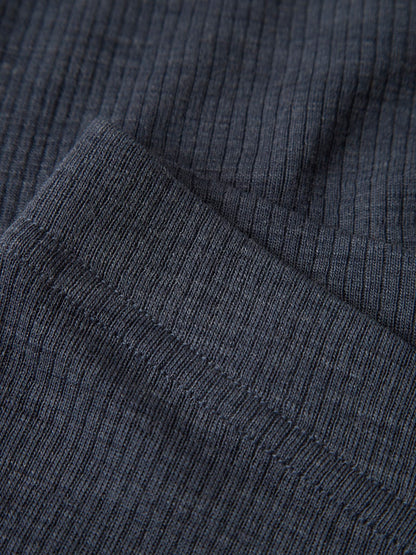 Leggings Merinoull Wax K Ribbad Enfärgad Blå