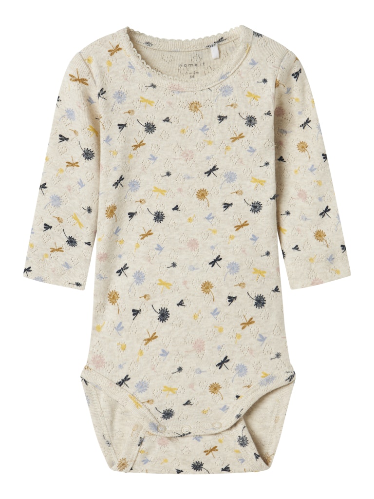 Body Långärmad Koral Mönstrad Beige