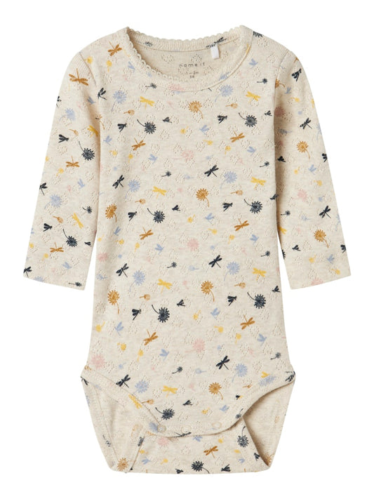 Body Långärmad Koral Mönstrad Beige