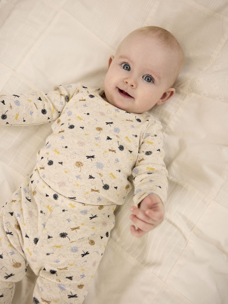 Body Långärmad Koral Mönstrad Beige