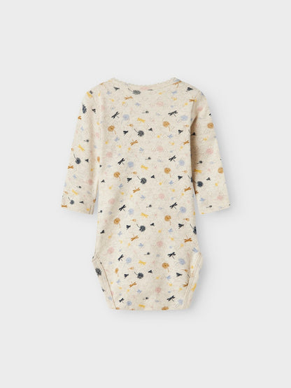 Body Långärmad Koral Mönstrad Beige