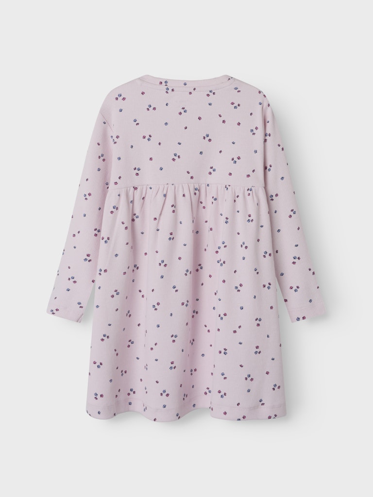 Klänning Nelia Långärmad Ribbad Blommor Rosa