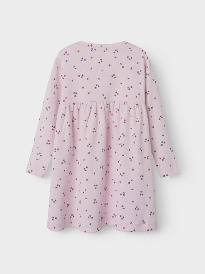 Klänning Nelia Långärmad Ribbad Blommor Rosa