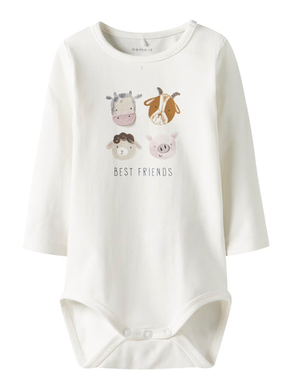 Långärmad Body Djur Lamb Vit