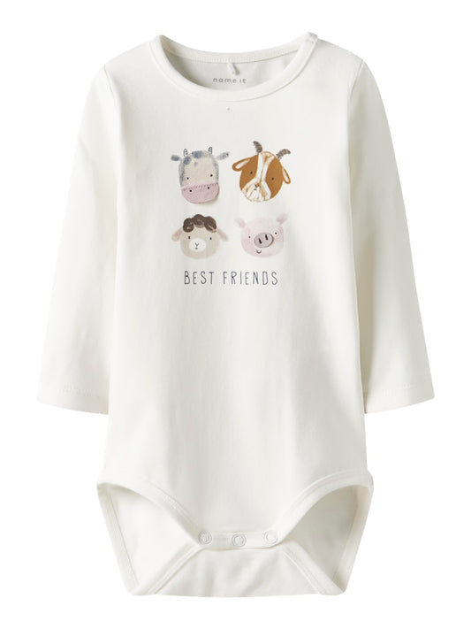 Långärmad Body Djur Lamb Vit