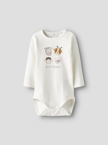 Långärmad Body Djur Lamb Vit