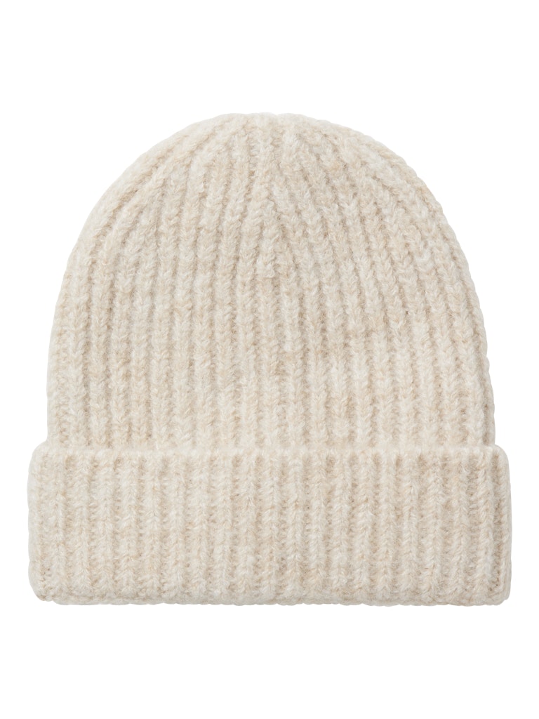 Mössa Ribbstickad Enfärgad Beige