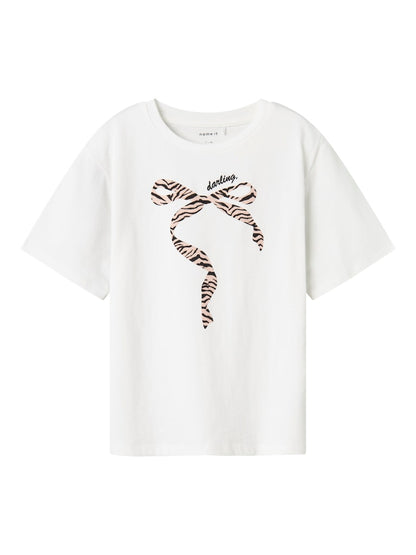 Kortärmad Topp Lisemarie Zebra Vit