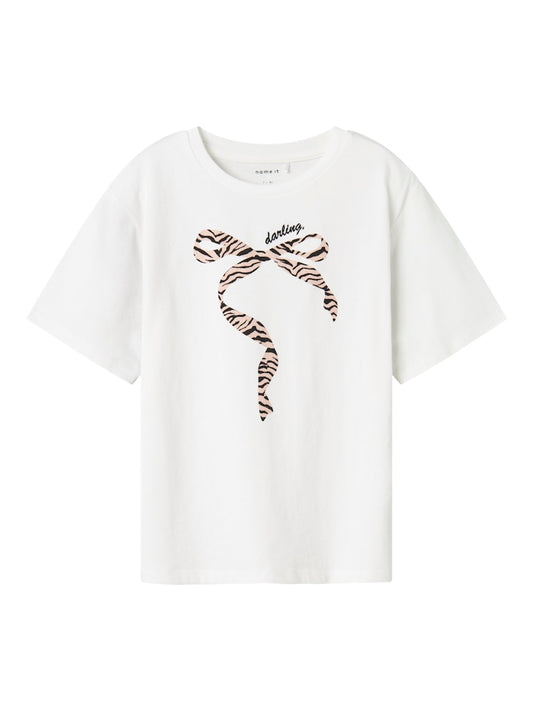 Kortärmad Topp Lisemarie Zebra Vit