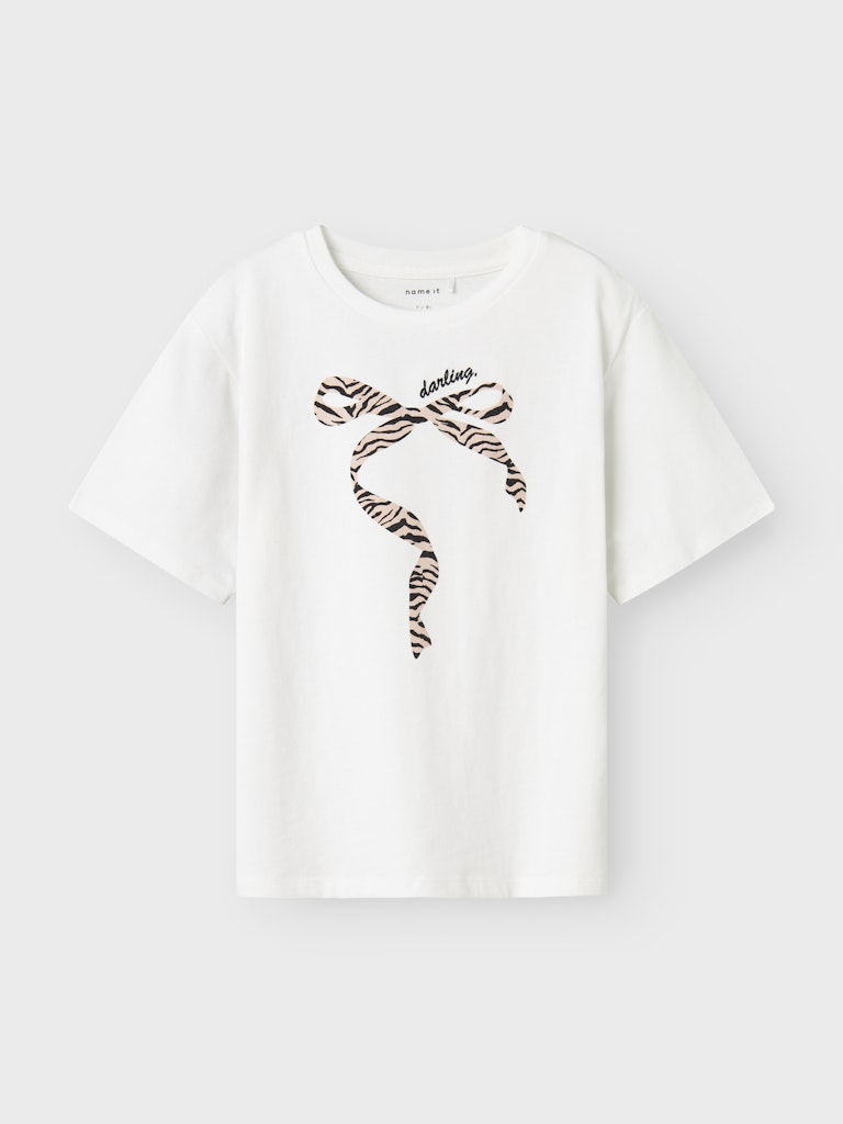 Kortärmad Topp Lisemarie Zebra Vit