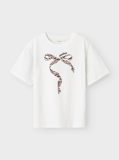 Kortärmad Topp Lisemarie Zebra Vit