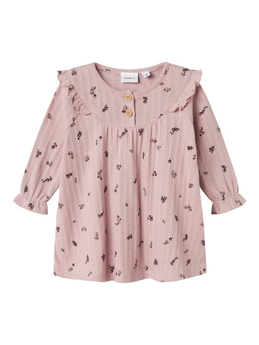 Klänning Lower Långärmad Blommor Rosa