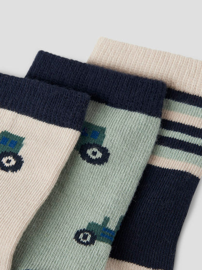 3-pack Strumpor Traktorer Lams Flerfärgad Blå/Beige/Grön