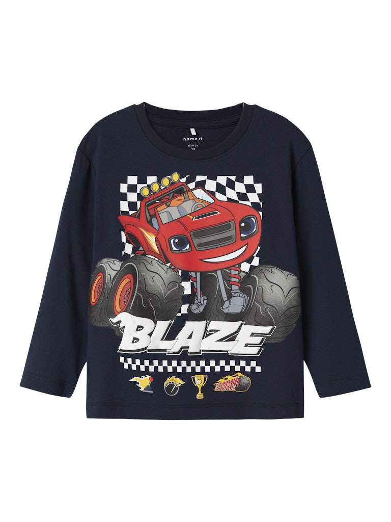 Långärmad Topp Blaze Monstertruck Aman Marinblå