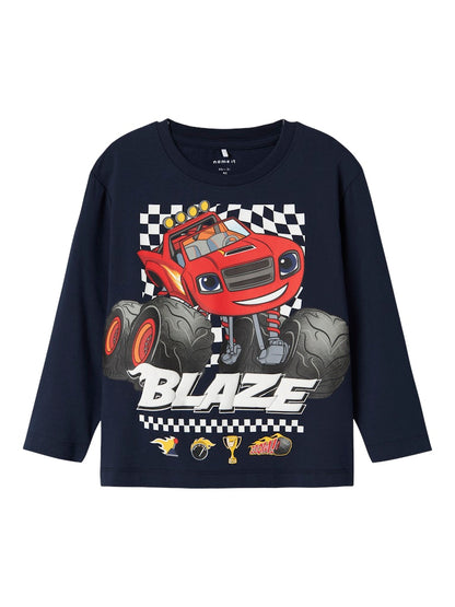 Långärmad Topp Blaze Monstertruck Aman Marinblå
