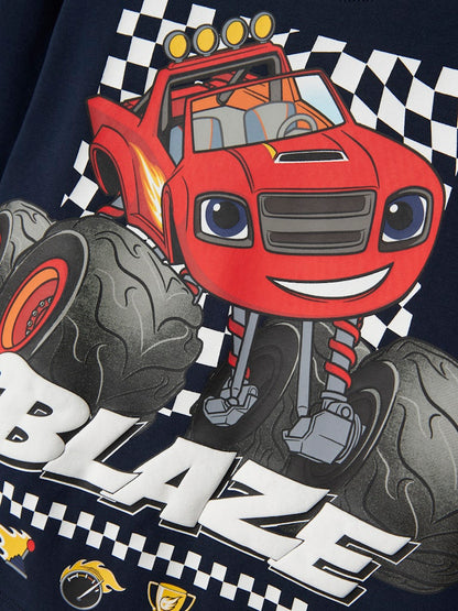 Långärmad Topp Blaze Monstertruck Aman Marinblå