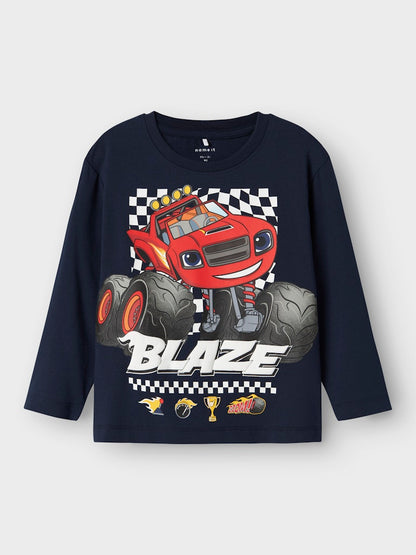 Långärmad Topp Blaze Monstertruck Aman Marinblå