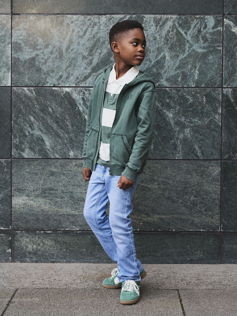 Kragtröja Nutiva Randig Vit/Grön