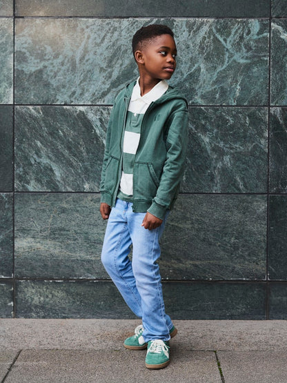 Kragtröja Nutiva Randig Vit/Grön