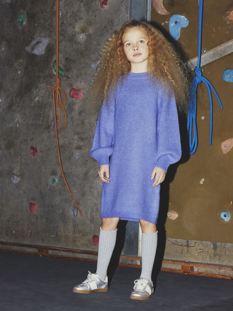 Klänning Omarian Stickad Enfärgad Blå