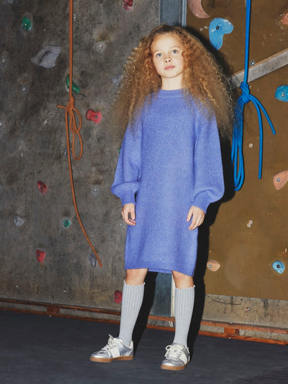 Klänning Omarian Stickad Enfärgad Blå