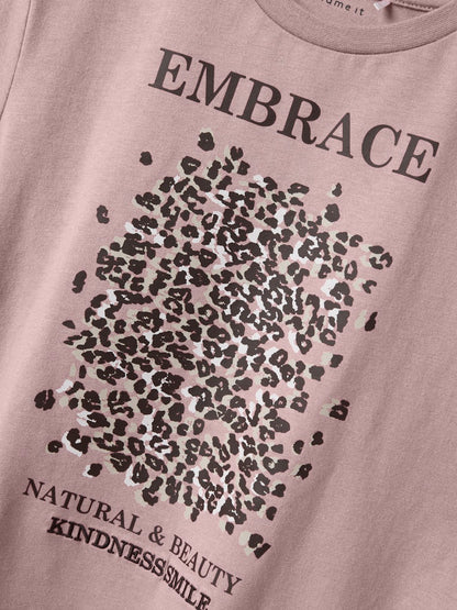 Kortärmad Topp Lisemarie Leopard Rosa