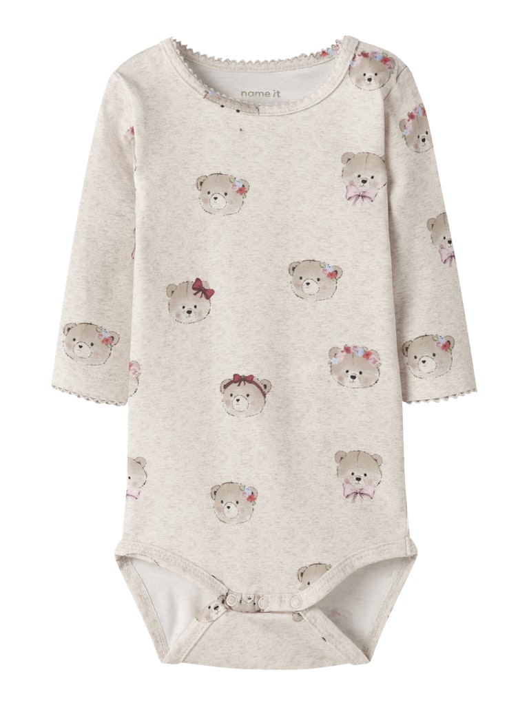 Body Långärmad Nallar Rice Beige