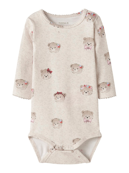 Body Långärmad Nallar Rice Beige