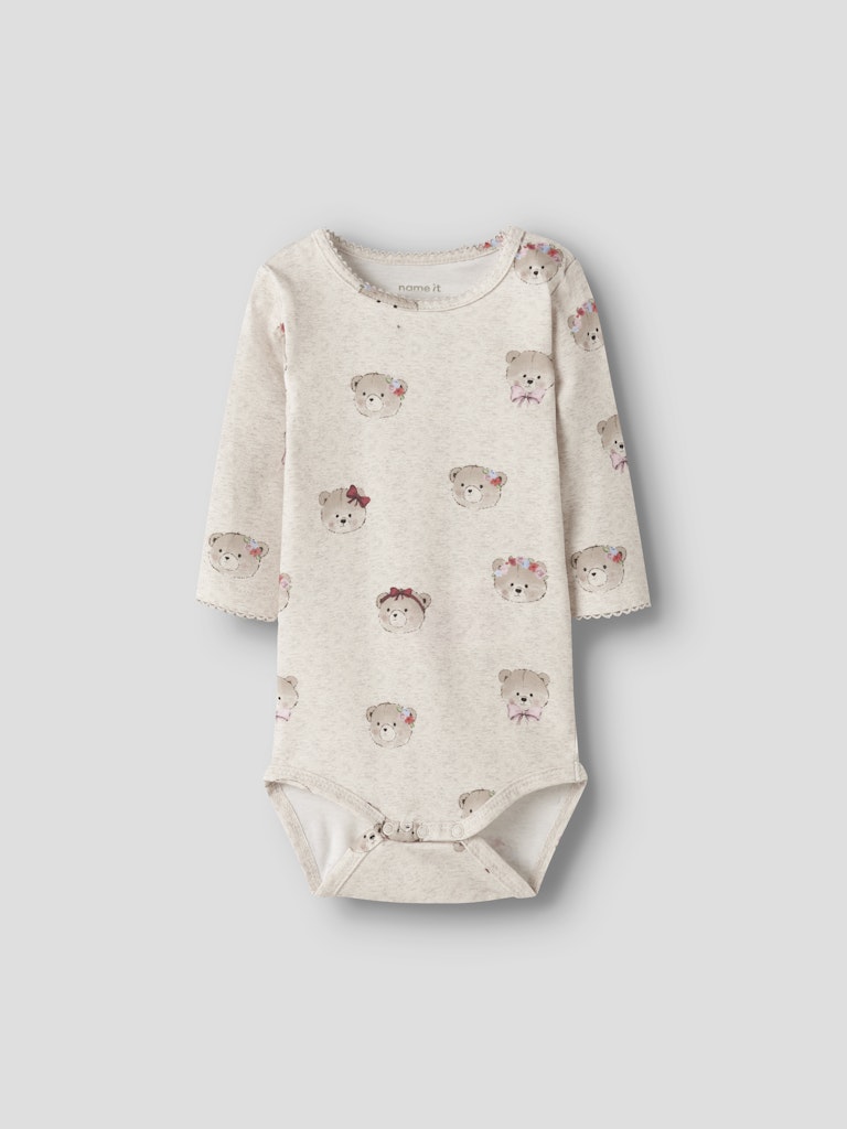 Body Långärmad Nallar Rice Beige