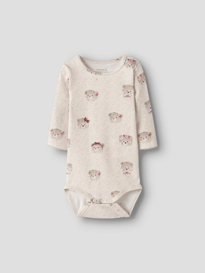 Body Långärmad Nallar Rice Beige