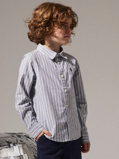 Långärmad Skjorta Rekid Ränder Blå/Vit