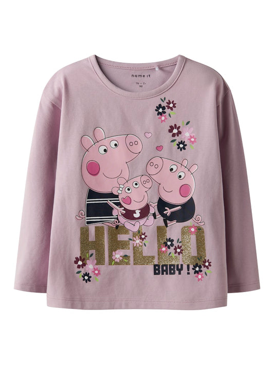 Långärmad Topp Greta Gris Glitter Ora Rosa