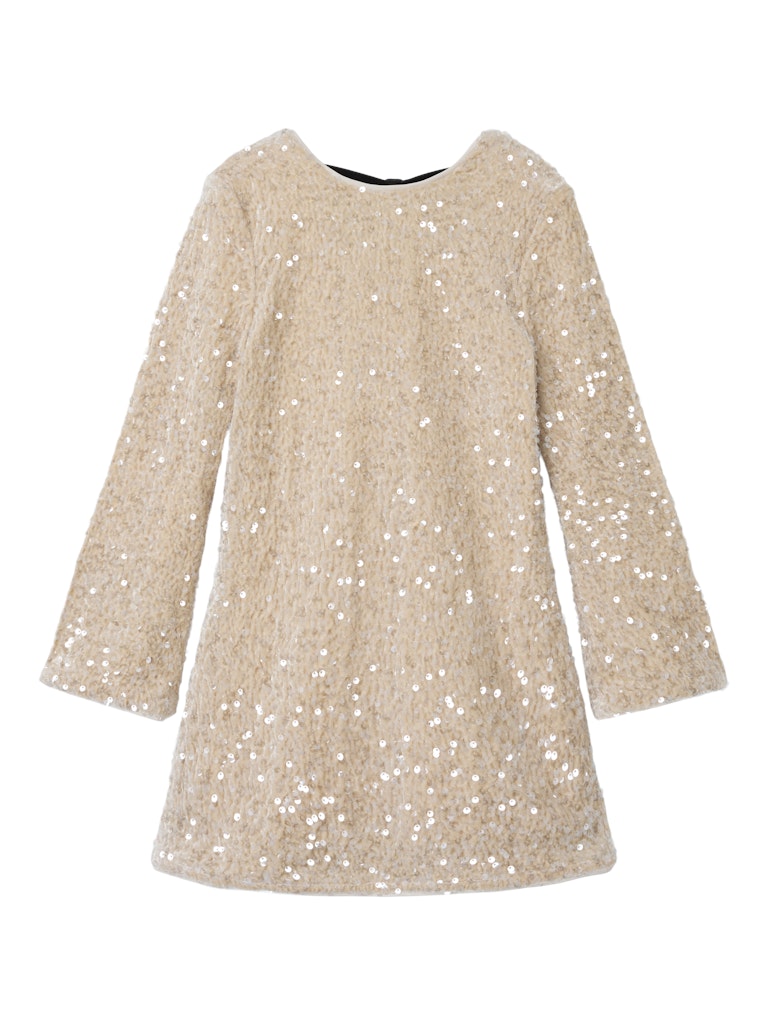 Paljettklänning Rusitta Långärmad Beige