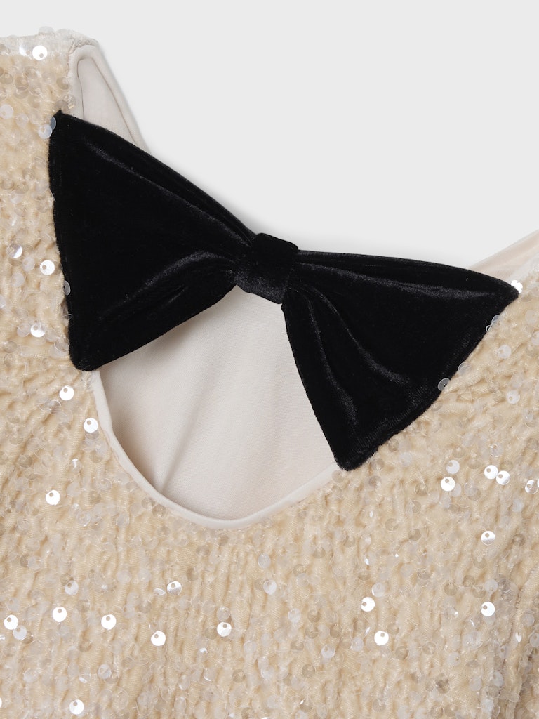 Paljettklänning Rusitta Långärmad Beige